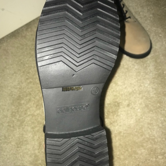 Light Pink Suede Combat Boots - Picture 3 of 3